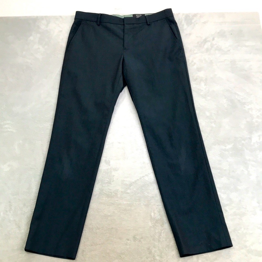 RW & Co Dark Green Wool Blend Flat Front Dress Pants Size 32 Flawed